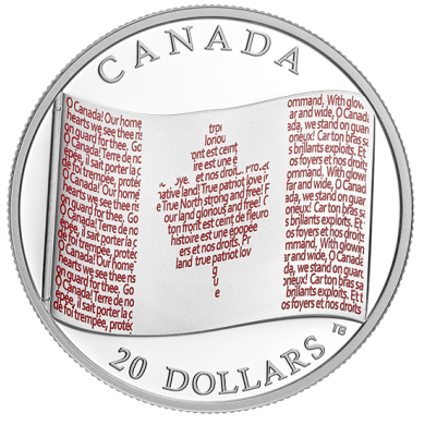 2018 - $20 - 1 oz. Pure Silver Coloured Coin - Canadian Flag