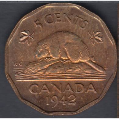 1942 - Tombac - Unc - Canada 5 Cents