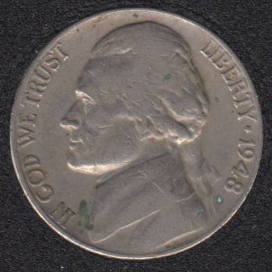1948 - Fine  Jefferson - 5 Cents