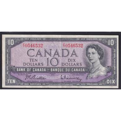 1954 $10 Dollars - EF - Beattie Rasminsky - Prefix F/T