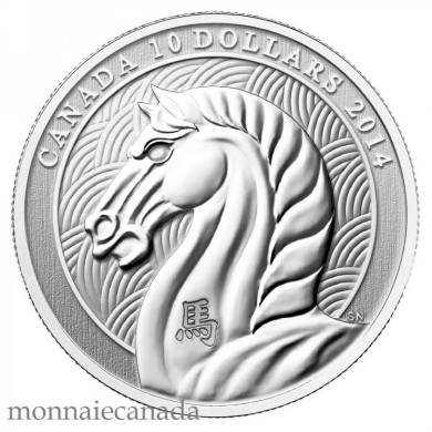 2014 - $10 - 1/2 oz Fine Silver Coin - Year of the Horse ***Red Clamshell Box Damaged***