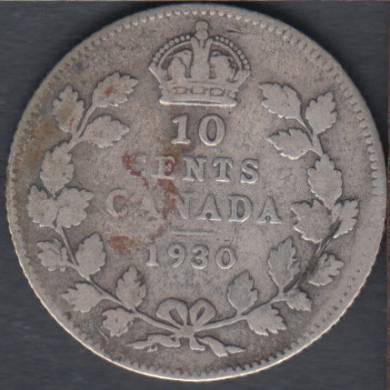 1930 - VG - Scratch - Canada 10 Cents