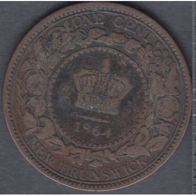 1864 - Small '6' - VG - 1 Cent - Nouveau Brunswick