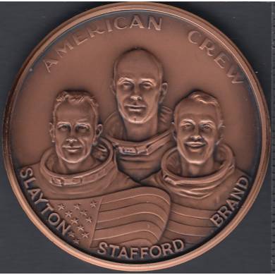 1975 - USA - USSR - Slayton Stafford & Brand - Apollo-Soyuz Test Project-Five Man Russian-American Crew - Mdaille