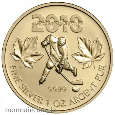 2010 - $5 - Argent Fin - Médaille Plaqué Or Olympique Équipe Hockey Canadienne - Sans Taxe