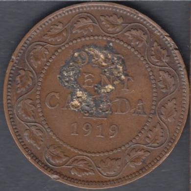 1919 - VF - Damaged - Canada Large Cent