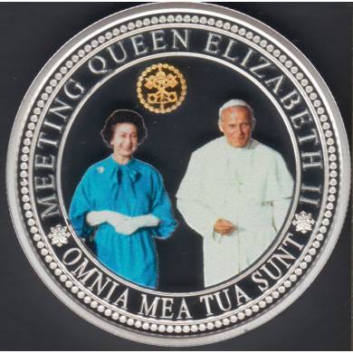 2020 - Proof - One Crown - Queen Elisabeth II - Silver Plated - Pope Meeting Queen Elisabeth II - Tristan da Cunha