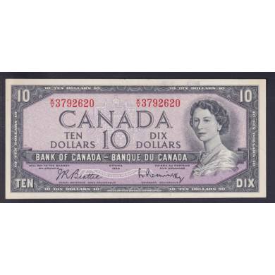 1954 $10 Dollars - AU/UNC - Beattie Rasminsky - Prefix K/V
