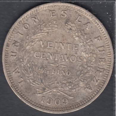 1909 H - 20 Centavos - Bolivia