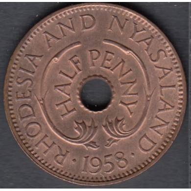 1958 - 1/2 Penny - B. Unc - Rhodesia & Nyasaland
