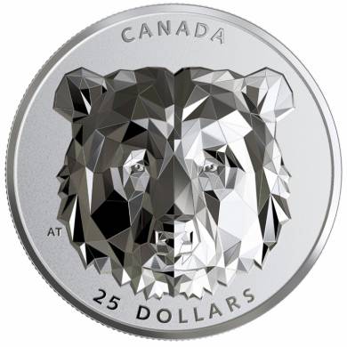2020 - $25 - 1 oz. Pure Silver Extraordinarily High Relief Coin  Multifaceted Animal Head: Grizzly Bear