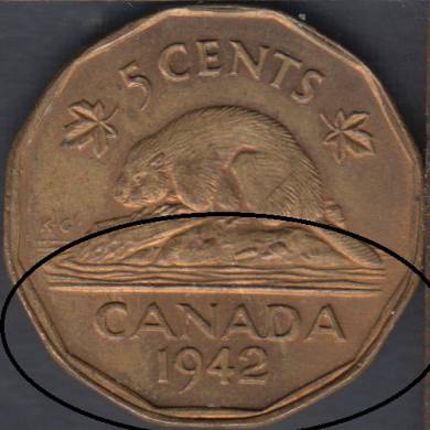 1942 - Tombac - Unc - Double Rim - Canada 5 Cents