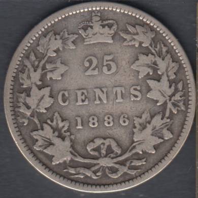 1886 - VG/F - 6/7 - Obs 5 - Canada 25 Cents