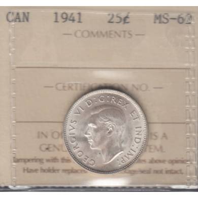 1941 - MS 62 - ICCS - Canada 25 Cents