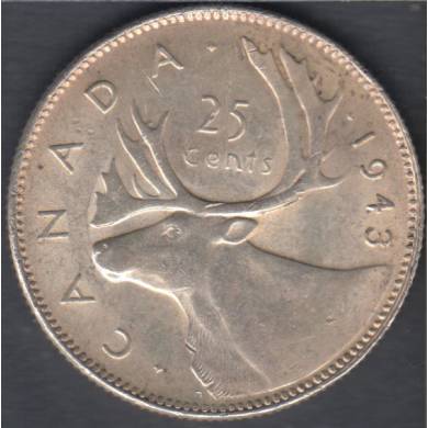 1943 - EF/AU - Dies Break 'R' - Canada 25 Cents