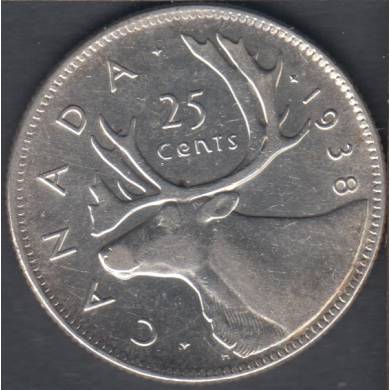 1938 - VF - Nettoyé - Canada 25 Cents