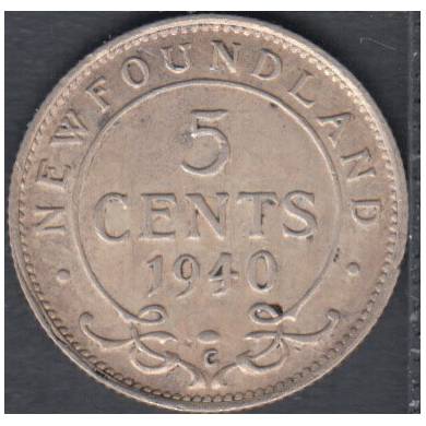 1940 C - EF/AU - 5 Cents - Terre Neuve