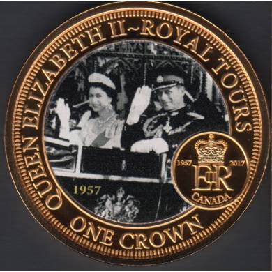 2017 - Proof - One Crown - Queen Elizabeth II - Gold Plated - ROYAL TOUR - Tristan da Cunha