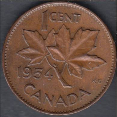1954 - Unc Brown - Hanging '4' - Canada Cent