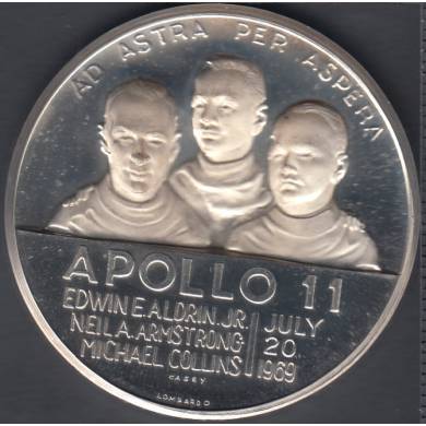 1969 - Apollo 11 - Argent Fin - Men on The Moon - Armstrong - Collins & Aldrin July 16-24-1969 - Médaille #3845