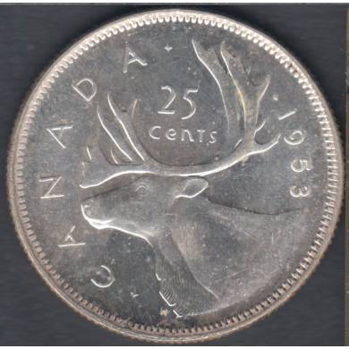 1953 - SF Small Date - Unc - Cameo - Canada 25 Cents