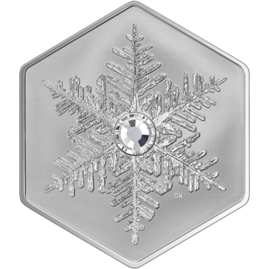 2023 - $20 - Pice hexagonale en argent pur rehausse d'un cristal  Flocon de neige