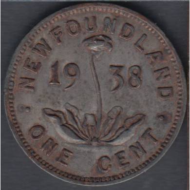 1938 - EF - Stained - 1 Cent - Terre Neuve