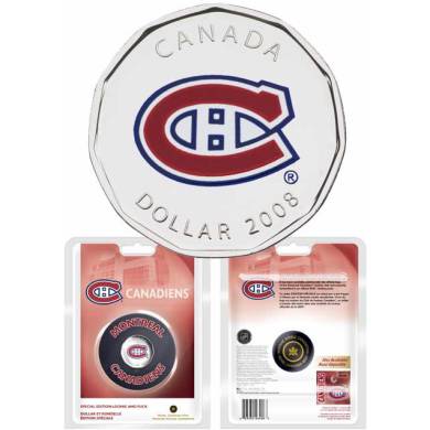 2008 Montreal Canadiens NHL Dollar Special Edition Loonie and Puck - $1