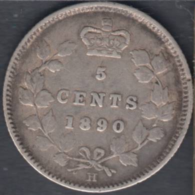 1890 H - VF - Canada 5 Cents