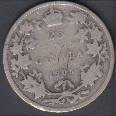1905 - G/VG - Canada 25 Cents