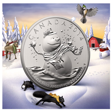 2014 - $20 for $20 - en argent fin - Le bonhomme de neige
