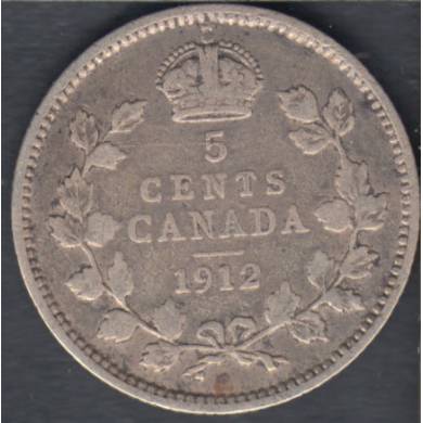 1912 - Fine - Scratch - Canada 5 Cents