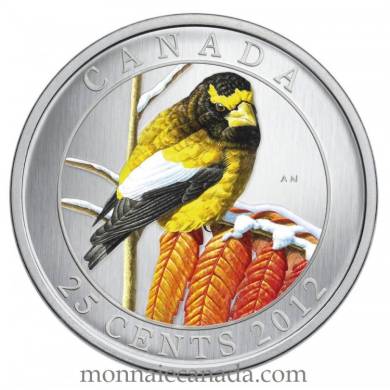 2012 - Evening Grosbeak - 25-Cent Coloured Coin