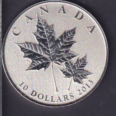 2013 - $10 - 1/2 oz Fine Silver Coin - Maple Leaf