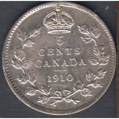 1910 - Pointed Leaves - EF - Scratch - Canada 5 Cents