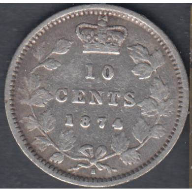 1874 H - VF - Canada 10 Cents