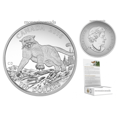 2016 - $100 for $100 - Fine Silver Coin - Cougar