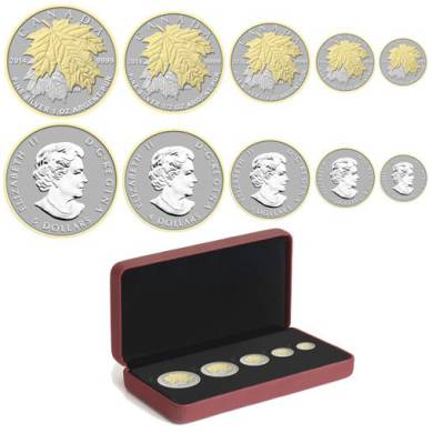 2014 - Fine Silver Fractional Set - Maple Leaf Gold Plated
