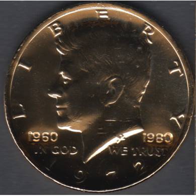 1972 - (1960 1980) - Plaqu Or - Kennedy - 50 Cents