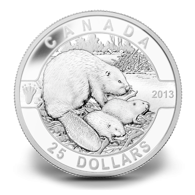 2013 - $25 - 1 oz Fine Silver Coin - O Canada Series - The Beaver