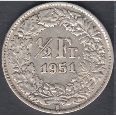 1951 B - 1/2 Franc - Switzerland