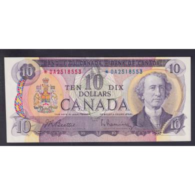 1971 $10 Dollars - EF/AU - Beattie Rasminsky - Prefix *DA - Replacement