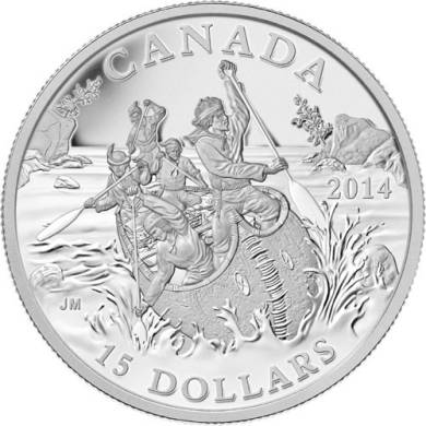 2014 - $15 - Fine Silver Coin - Exploring Canada - The Voyageurs
