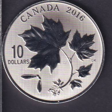 2016 - $10 - Pice de 1/2 oz en argent fin  Feuilles d'rable canadiennes