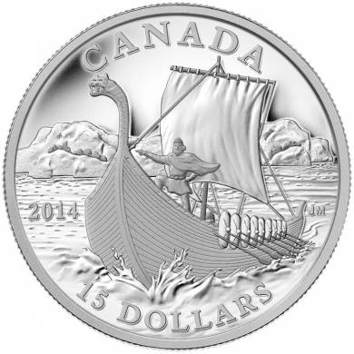 2014 - $15 - Fine Silver Coin - Exploring Canada - The Vikings