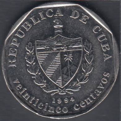 1994 - 25 Centavos - Convertible Peso - Cuba