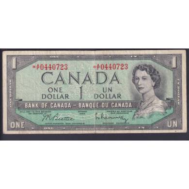 1954 $1 Dollar - Fine- Beattie Rasminsky - Prefix *A/F - Replacement