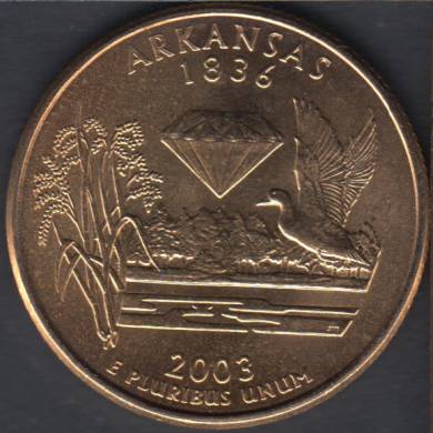 2003 D - Arkansas - Plaqu Or - 25 Cents