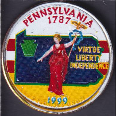 1999 P - Pennsylvania - Coloré - 25 Cents USA