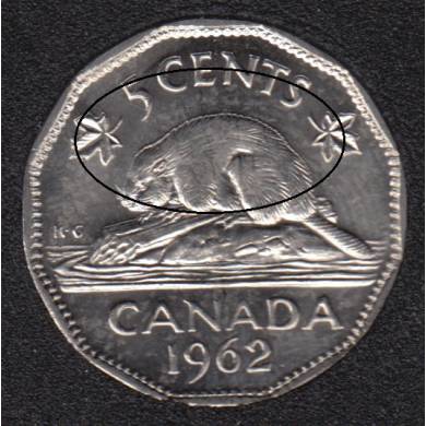 1962 - B.Unc - Double Beaver - Canada 5 Cents